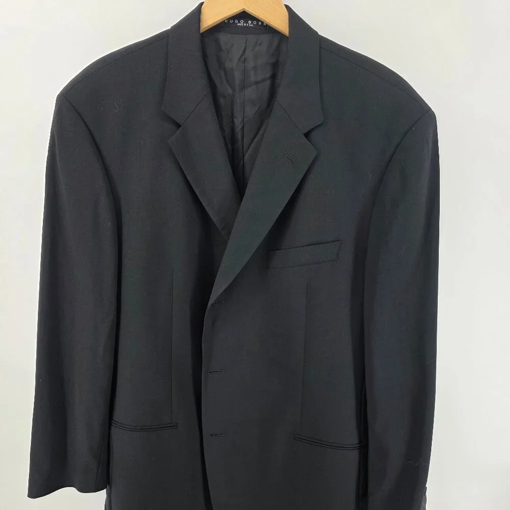 Hugo Boss Black Wool Blazer – Size 48R – Made in USA Three-Button Sport‎ Coat